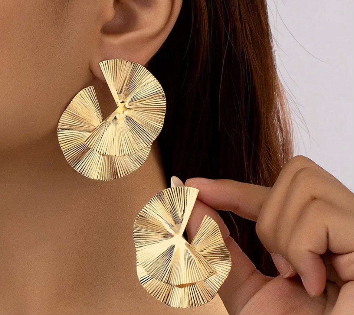 Gold Fan Earrings